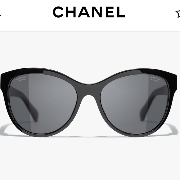 CHANEL Black Sunglasses with Gold Logo Accents main image 5